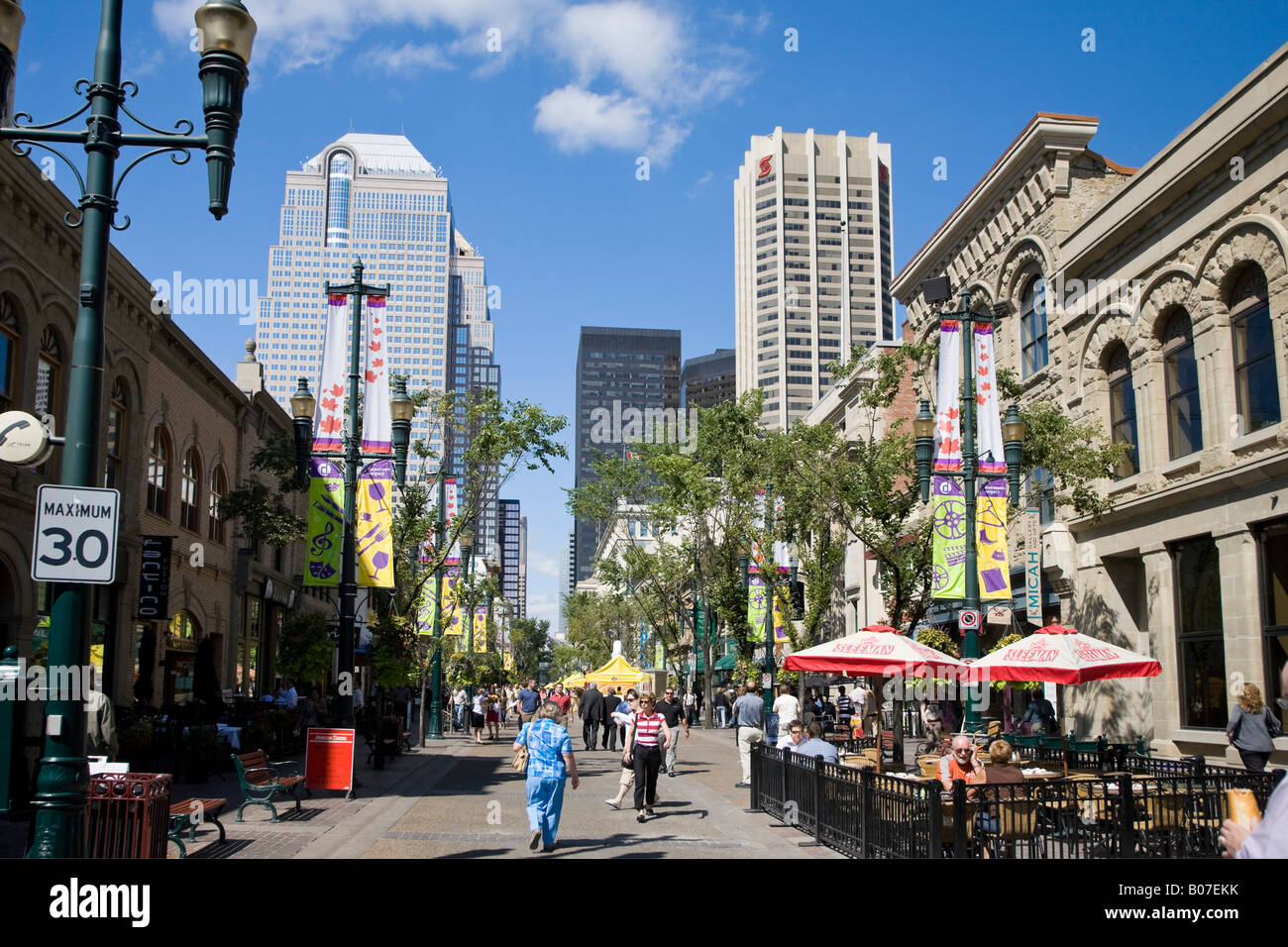 Stephen Avenue Mall, die Innenstadt von Calgary, Alberta, Kanada Stockfoto