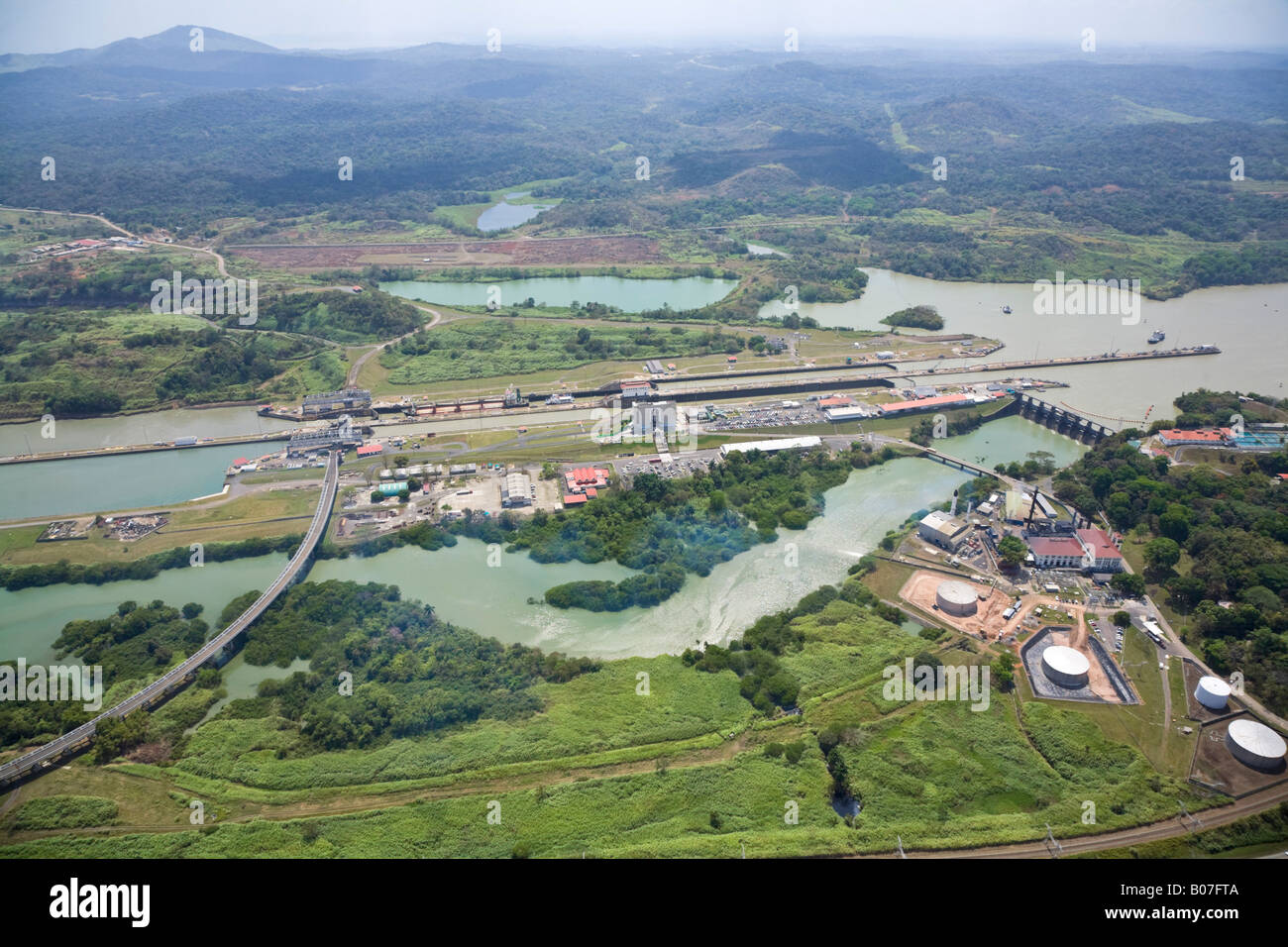 Panama, Panama-Kanal, Miraflores-Schleusen Stockfoto