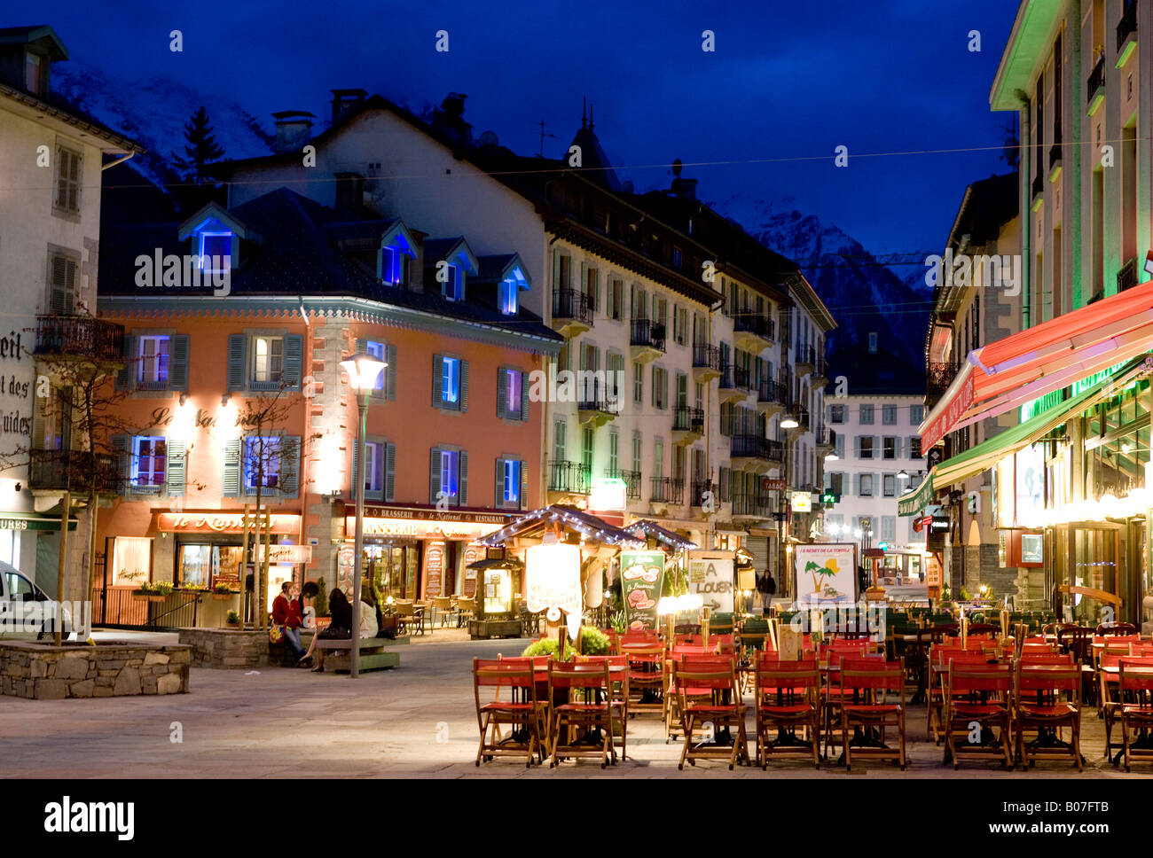 Chamonix Stadt der Alpen Frankreich Europa Stockfoto