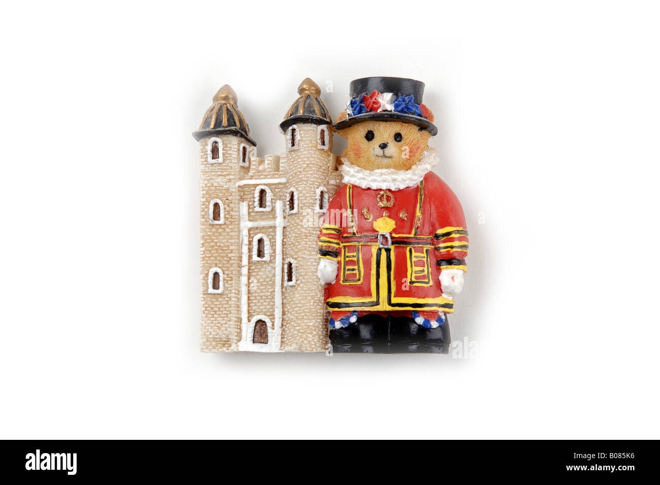 Tower of London und Beefeater touristischen Geschenk-Kühlschrank-magnet Stockfoto
