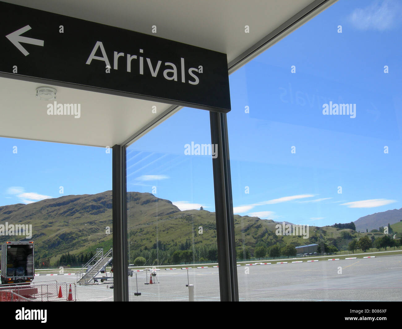Anreise melden Sie Queenstown Flughafen New Zealand Stockfoto