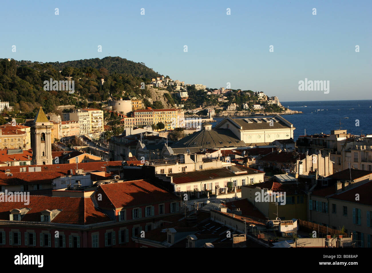 Blick über die Dächer in Nizza Frankreich Stockfoto