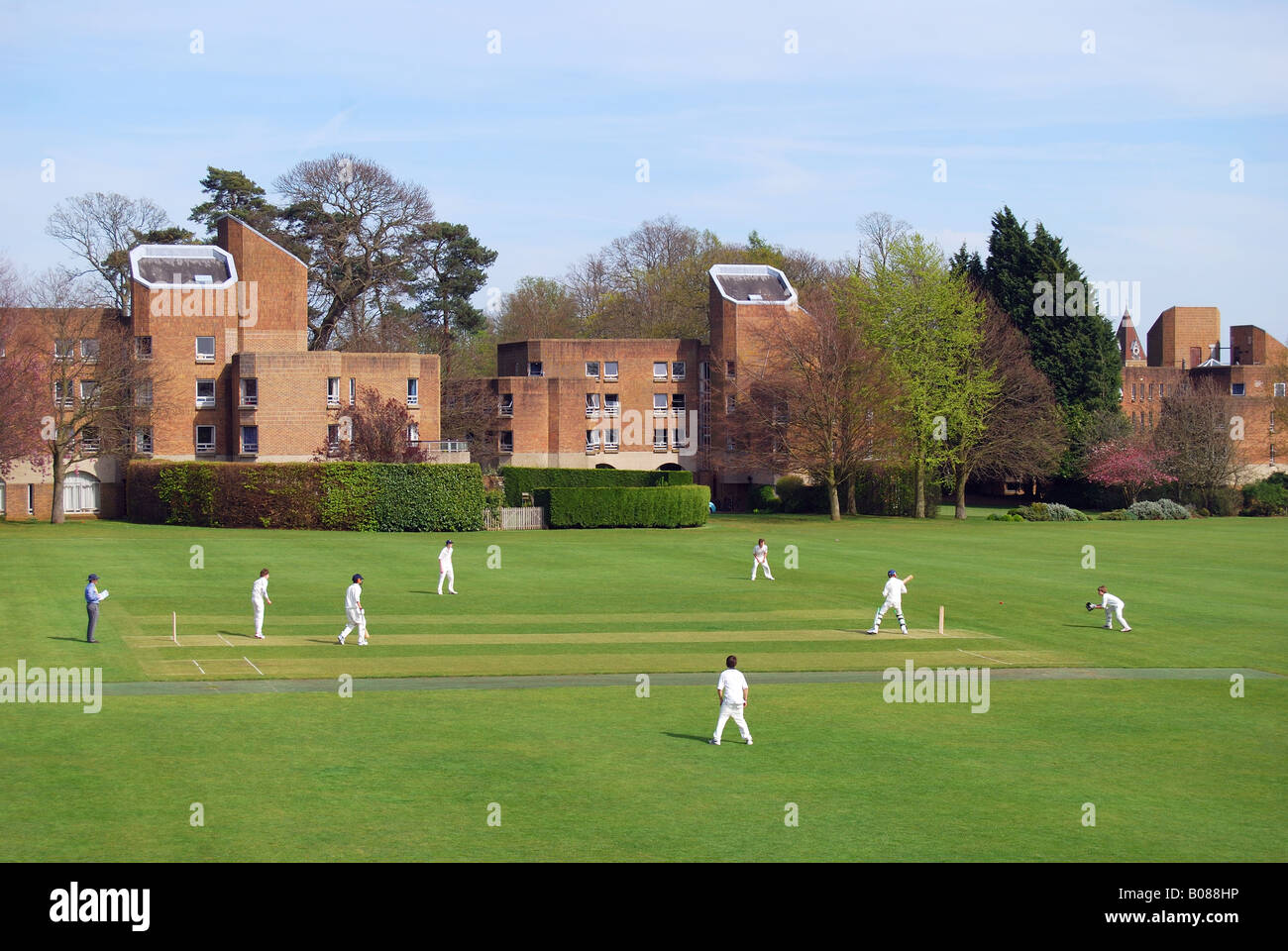 Cricket match, Charterhouse School, Godalming, Surrey, England, Vereinigtes Königreich Stockfoto