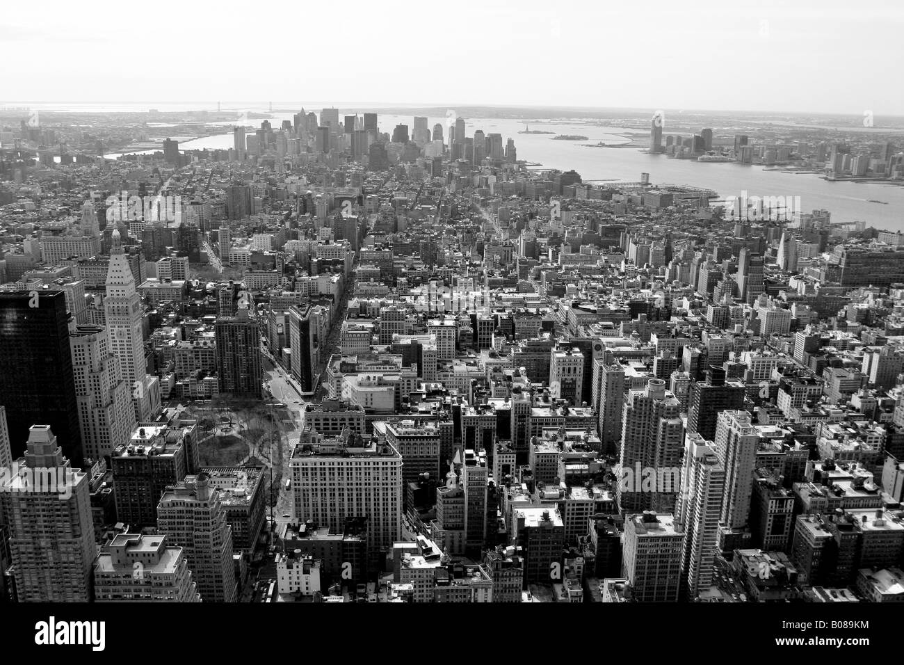 Blick vom Empire State Gebäude, New York City, Vereinigte Staaten von Amerika. Stockfoto