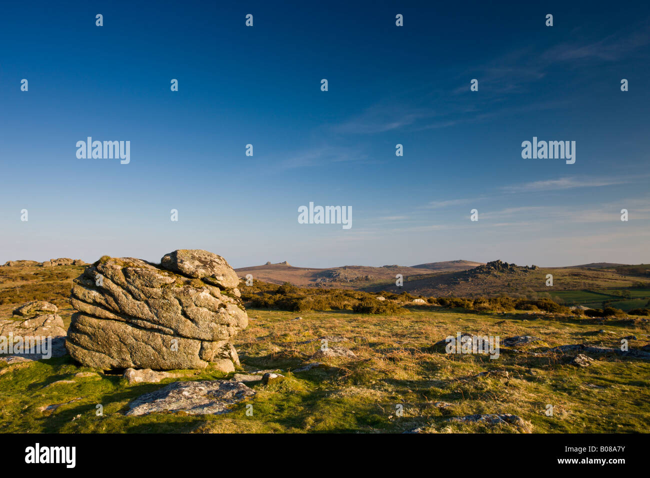 Granitfelsen auf Hayne Down in Dartmoor National Park Devon England Stockfoto