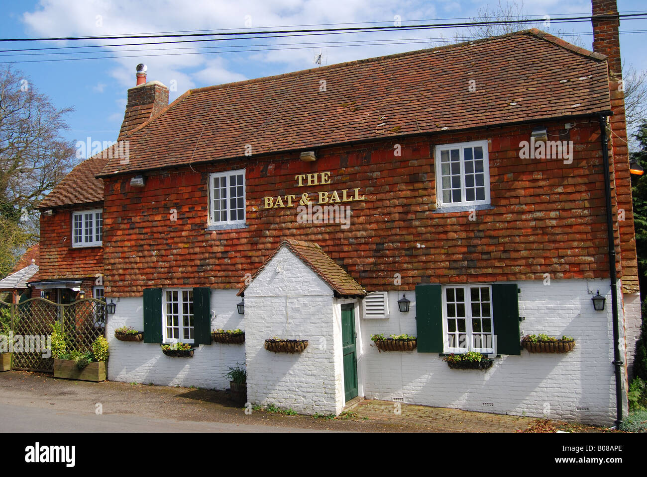 Die Schläger und Ball Inn, Broadhalfpenny unten, Hambledon, Hampshire, England, Vereinigtes Königreich Stockfoto