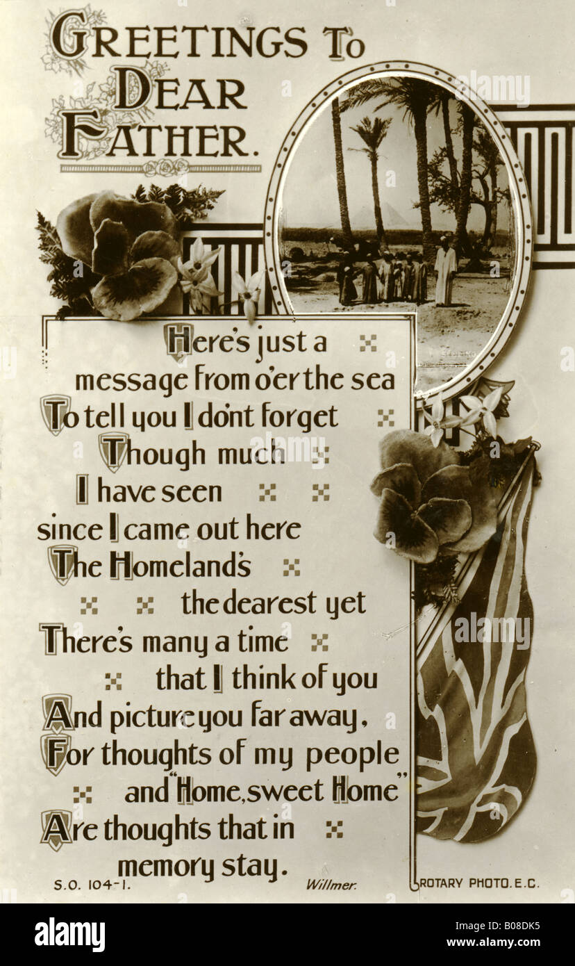 Ersten Weltkrieg Postkarte WW1 1914 1918 1914 - 1918 große Krieg nur zu redaktionellen Zwecken Stockfoto
