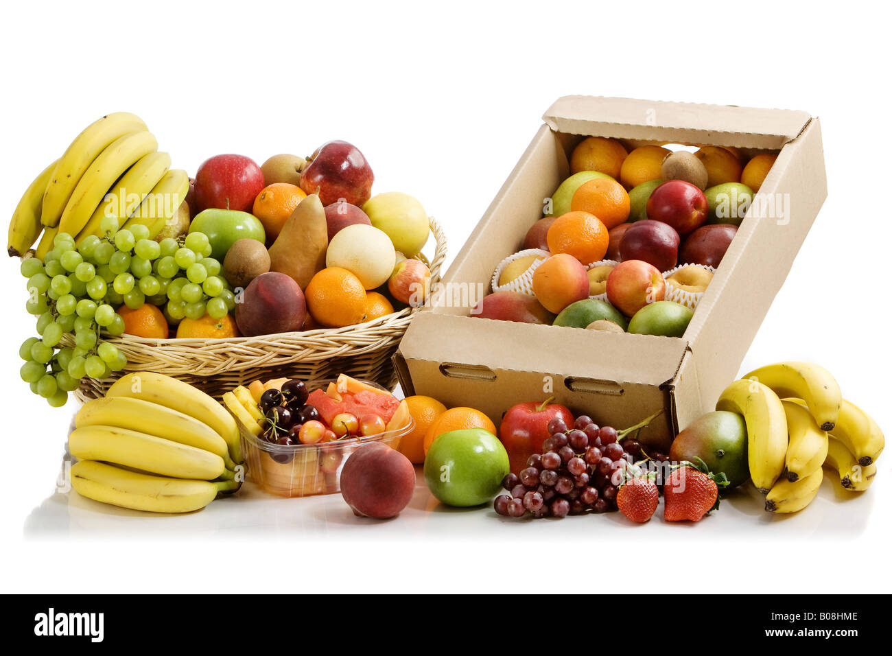 Eine ganze Reihe von bunten Obst. Stockfoto