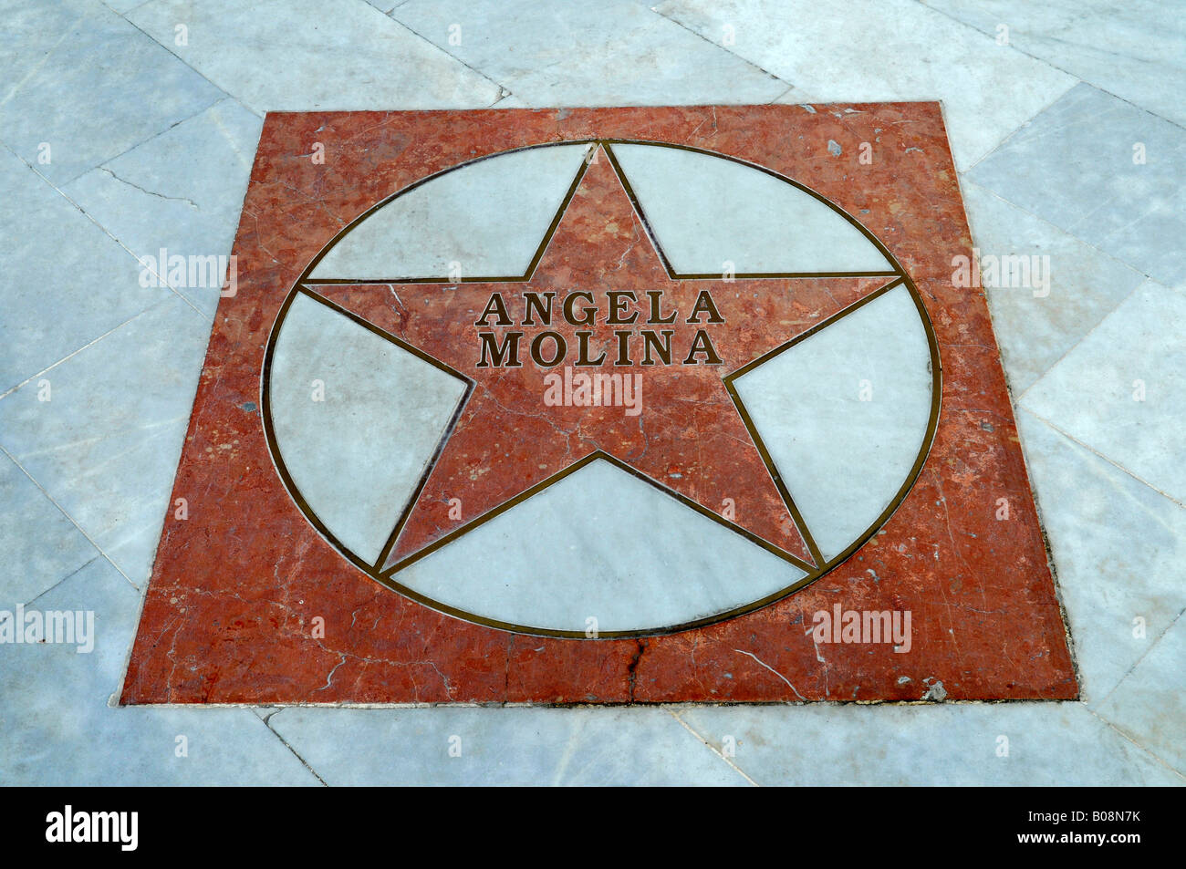 Schauspielerin Angela Molina's Stern auf das El Paseo de Estrellas, Promenade der Stars, Albir, Alicante, Costa Blanca, Spanien Stockfoto
