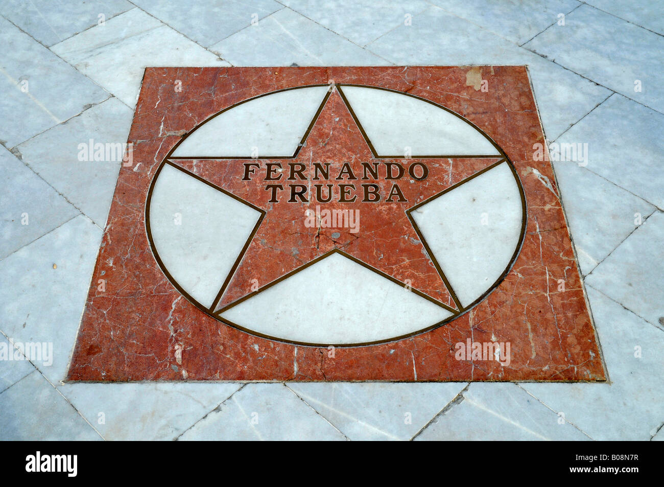 Regisseur Fernando Trueba ist Stern auf das El Paseo de Estrellas, Promenade der Stars, Albir, Alicante, Costa Blanca, Spanien Stockfoto