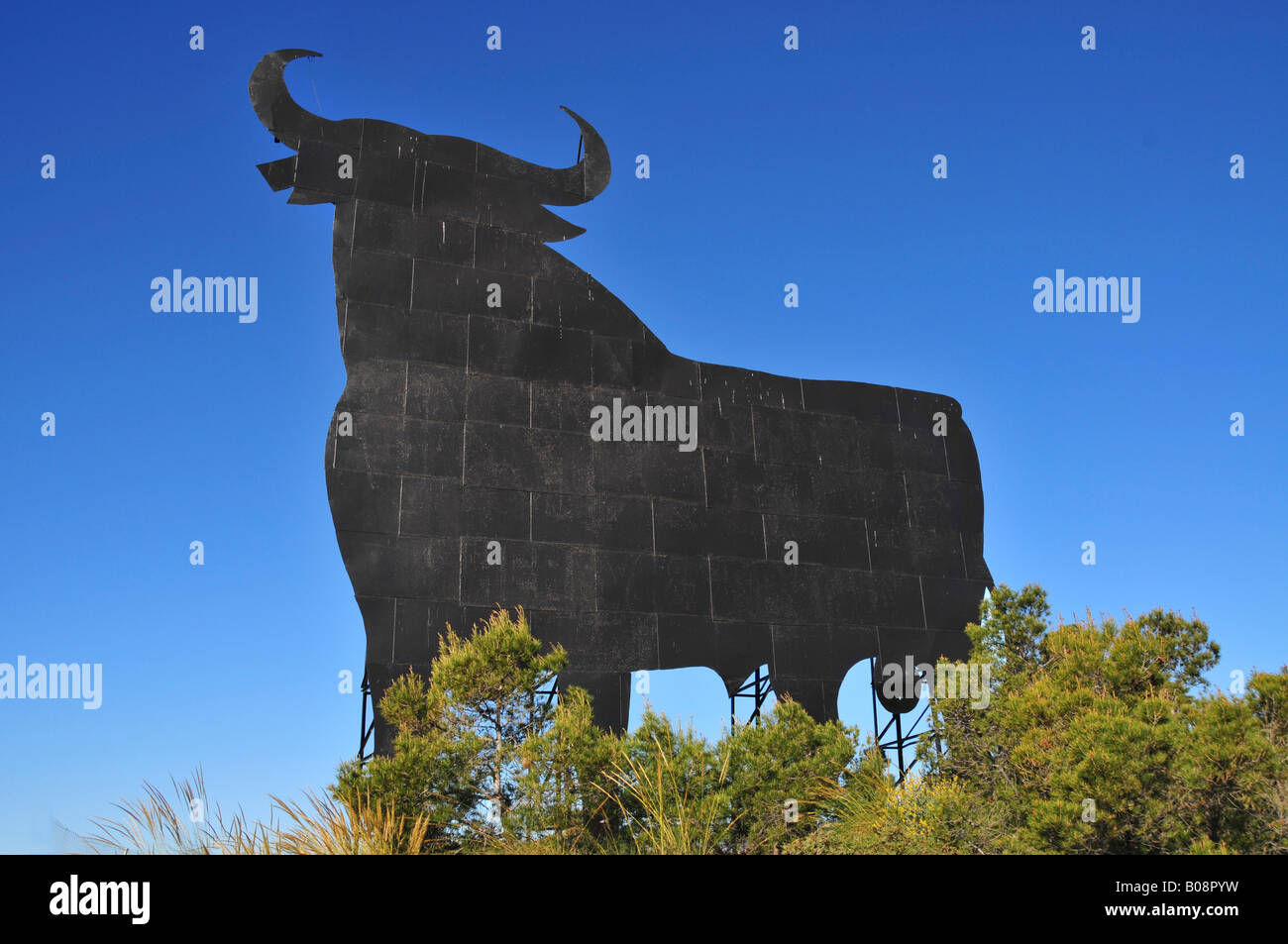 Toro de Osborne Osborne Stier, in der Nähe von Benidorm, Costa Blanca, Spanien Stockfoto