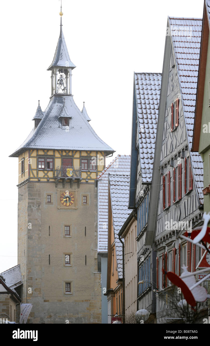Oberer Torturm, obere Torturm, Marbach am Neckar, Baden-Württemberg, Deutschland Stockfoto