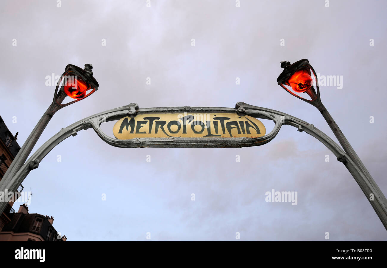 Paris Metro Zeichen, Paris, Frankreich Stockfoto