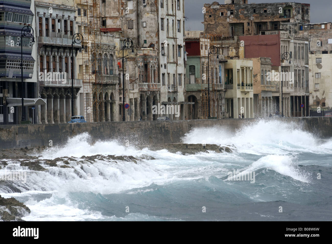 Sturm über Malecon in Havanna, Kuba, La Habana Stockfoto