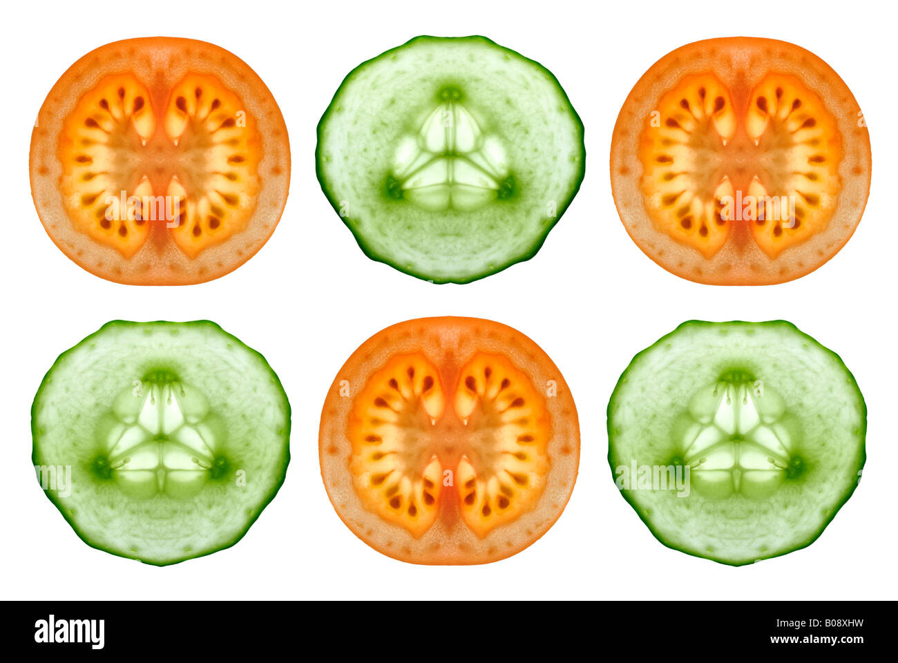 Gurken und Tomaten Scheiben Stockfoto