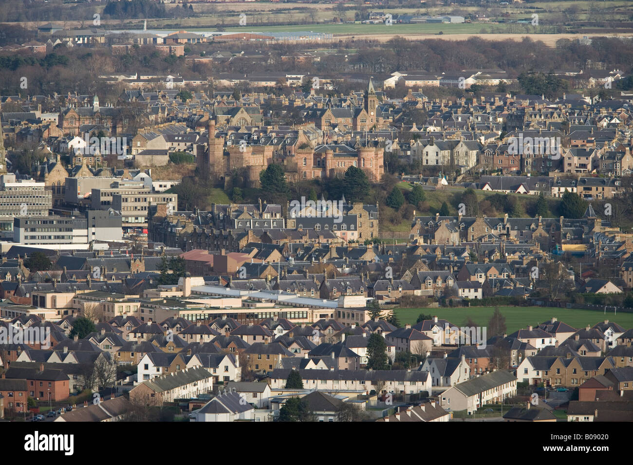 Inverness City und Inverness Castle im Zentrum des Rahmens, Inverness, Schottland, UK Stockfoto