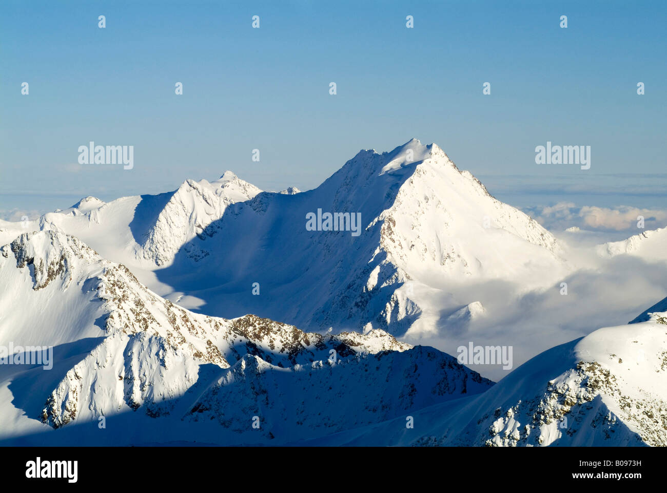 Mt. Grosser Ramolkogel, gesehen vom Mt. Brunnenkogel, Ötztaler Alpen, Tirol, Österreich, Europa Stockfoto