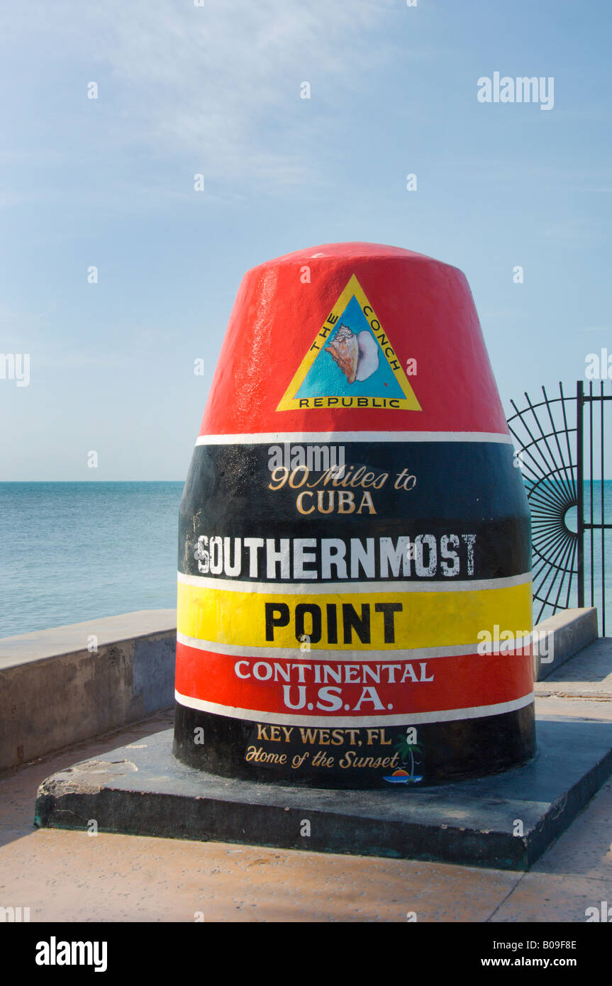 Der südlichste Punkt-Denkmal in Key West Florida USA Stockfoto