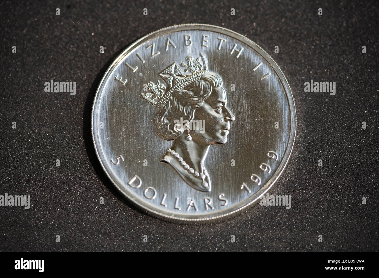 Vorderseite der 5-Dollar-kanadische Silber Anlagemünze Stockfoto