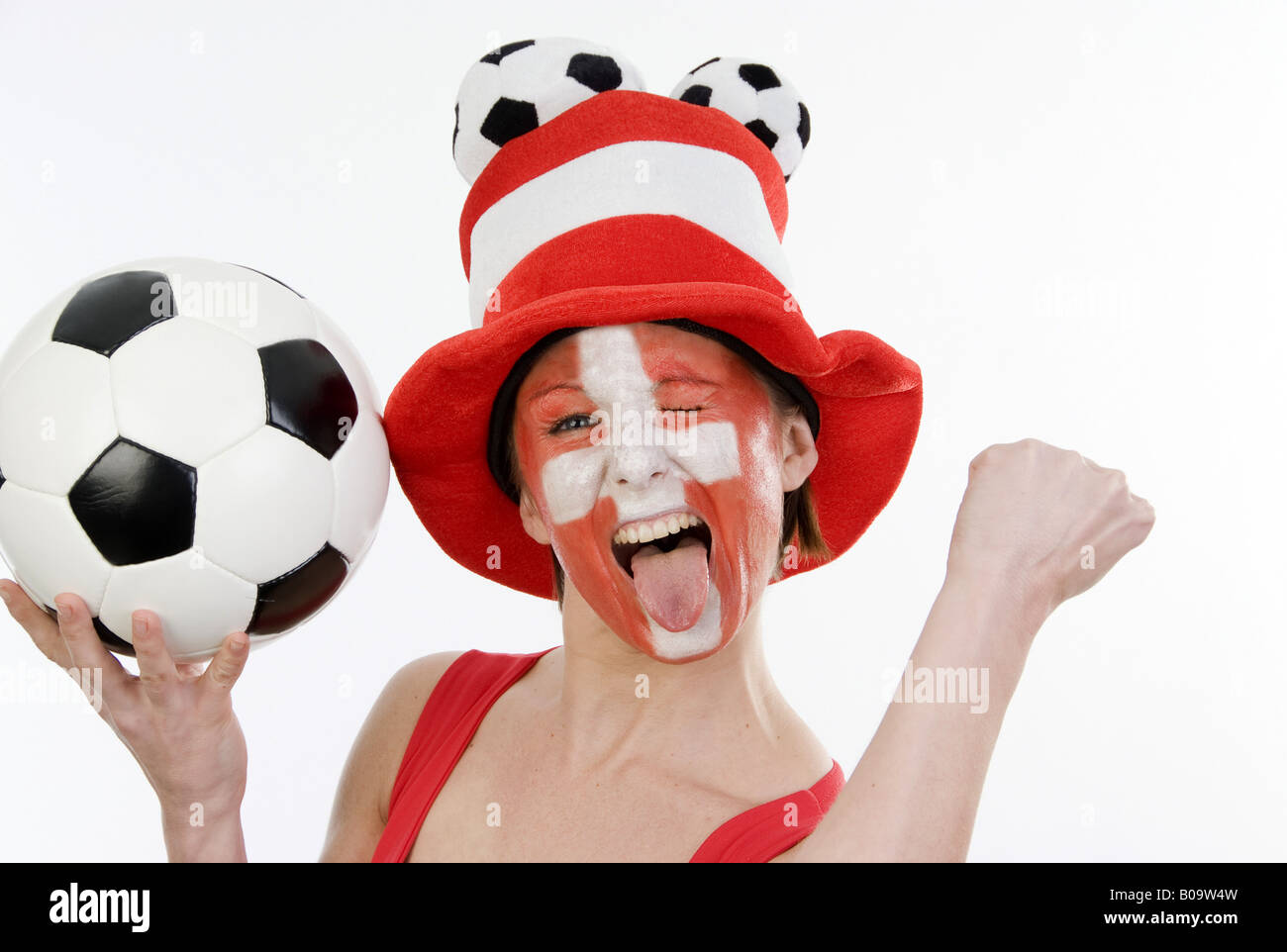 weibliche Schweizer Fußball-fan Stockfoto
