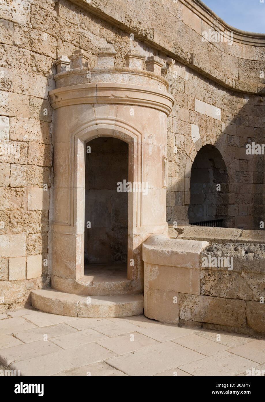 Eine Sentry Position, Bestandteil der Hornworks, Festung Isabel II, La Mola, in den Hafen von Mahón, Menorca, Balearen, Spanien. Stockfoto