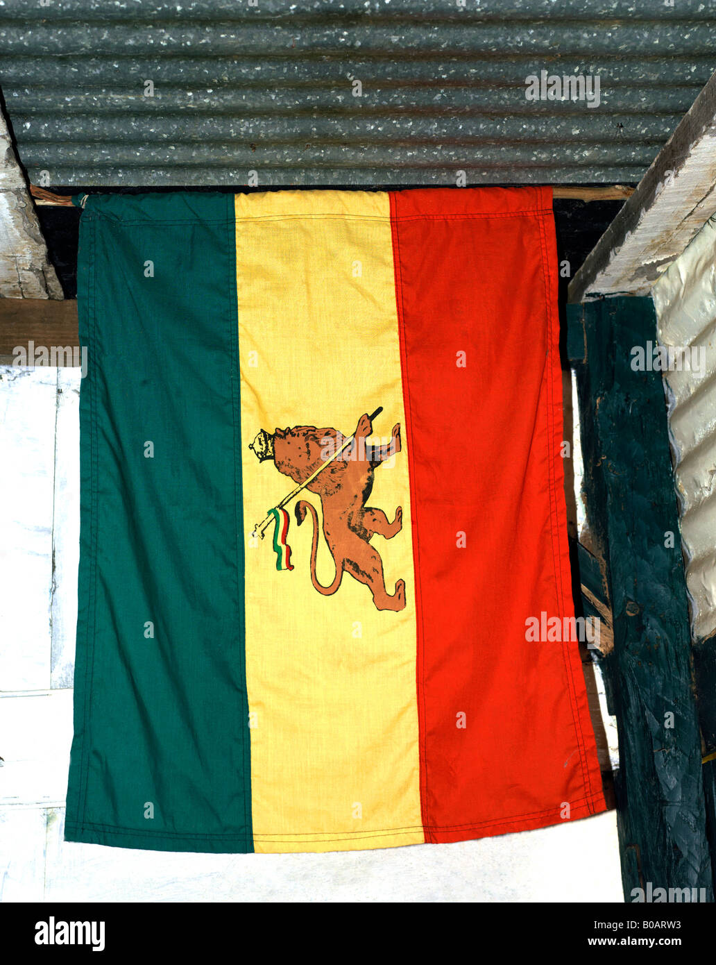 Äthiopische Flagge für Rastafarians in Mauritius Stockfoto