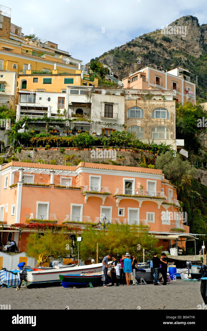 Positano an der Amalfiküste in Campania, Italien Stockfoto