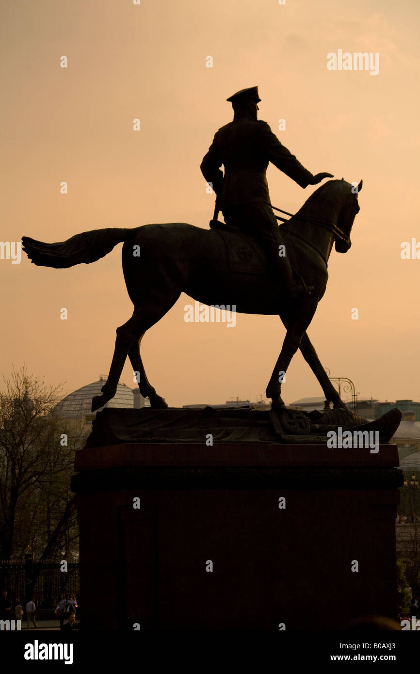 Statue der Roten Armee Marschall Georgy Konstantinovich Zhukov auf seinem Pferd, Moskau, Russland, Russische Föderation Stockfoto