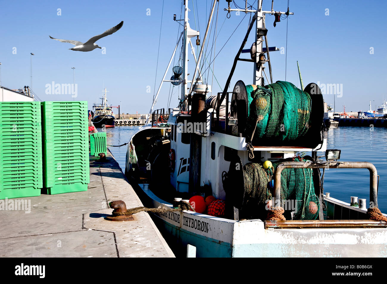 Dänischen Fischkutter im Hafen von Hanstholm Stockfoto