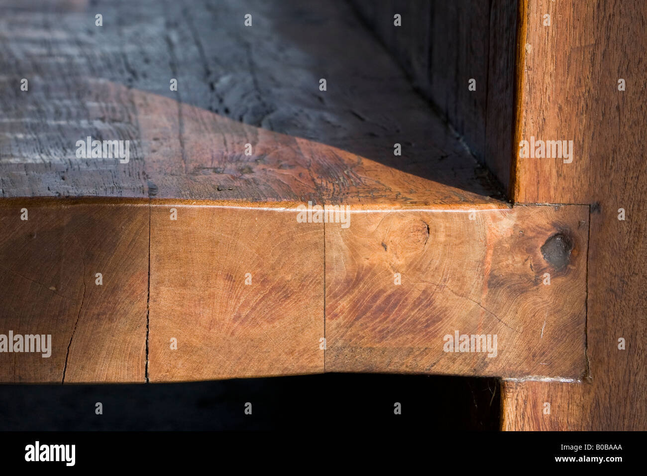 Detail eines Sitzes mit Nut und Feder gemeinsame. Stockfoto