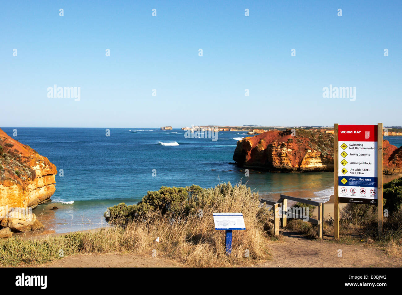 Über Anzeigen der Wurm Bay auf Great Ocean Road in Victoria. Stockfoto