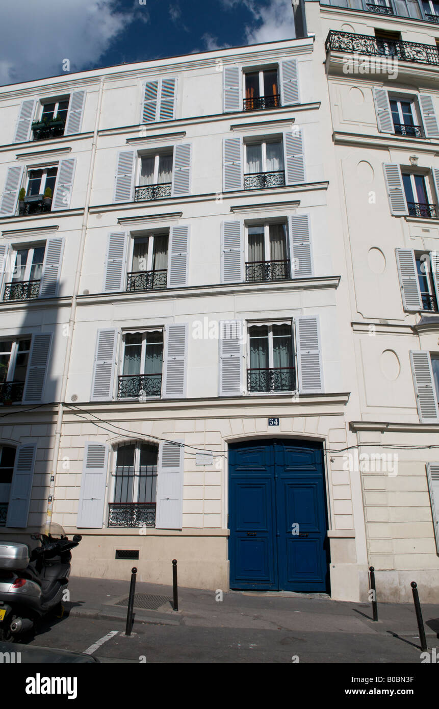54 Rue Lepic in Montmatre Paris, wo Van Gogh lebte. Stockfoto