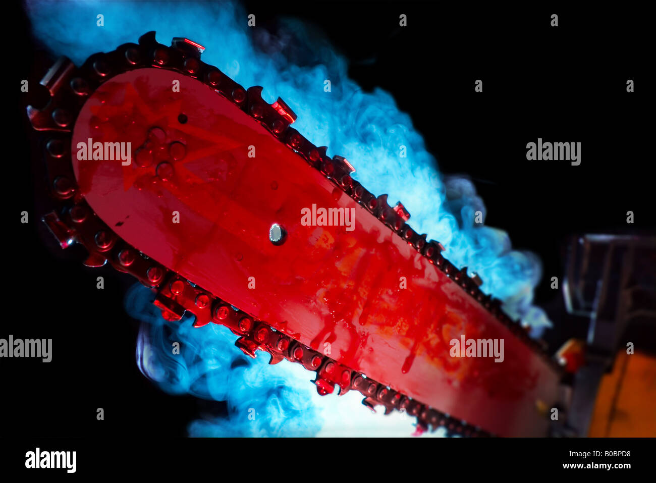 Blutiger Chainsaw Film Klischee Stockfoto