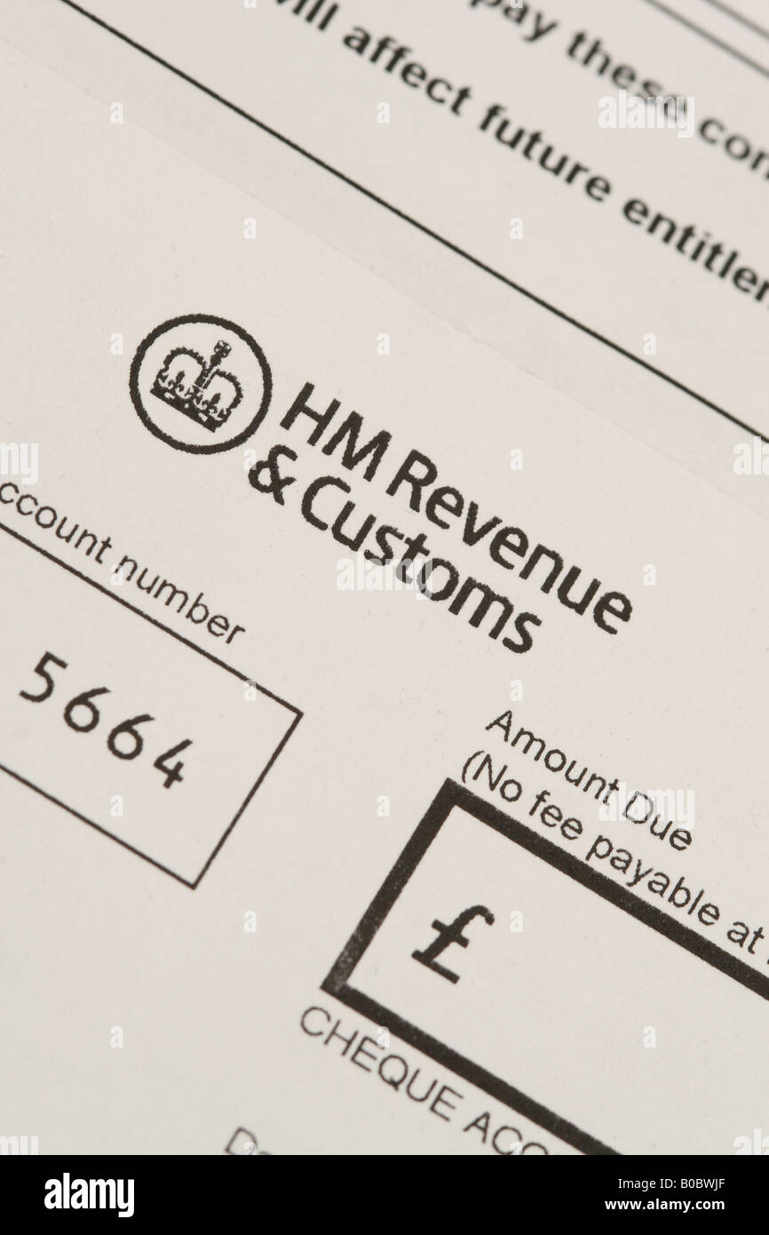 Papierkram Formen und Entrichtung der Steuer Rechnung Rechnung Nachfrage  aus der HM Revenue and Customs HMRC Stockfotografie - Alamy