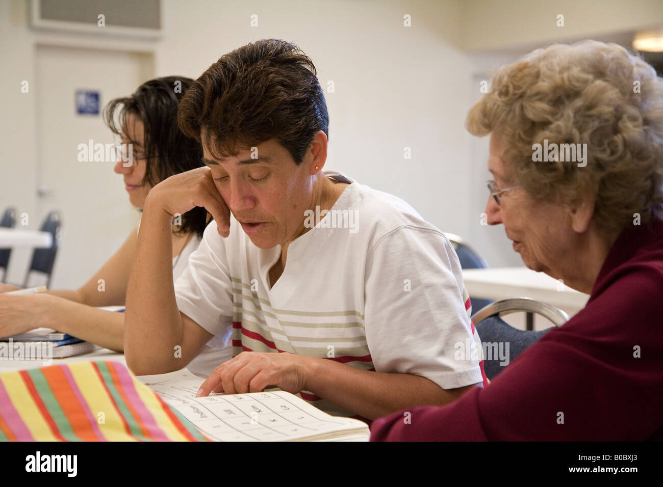 Englisch als zweite Sprache Klasse für MigrantInnen Stockfoto