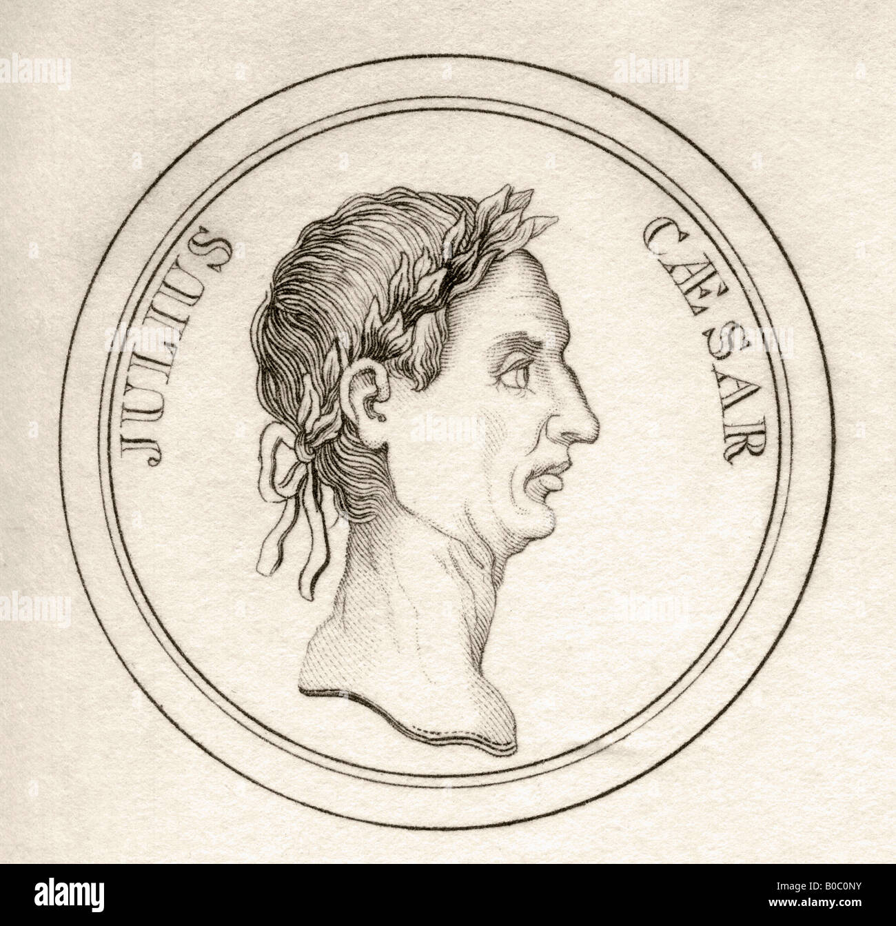 Gaius Julius Caesar, BC100 - 44. Römischer General, Diktator und Staatsmann. Aus dem Buch Crabbs Historical Dictionary, veröffentlicht 1825. Stockfoto