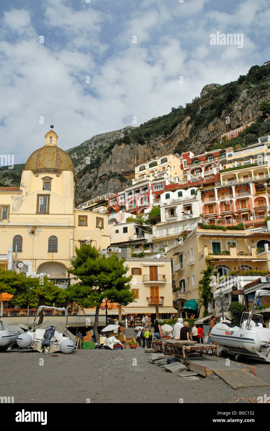 Positano an der Amalfiküste in Campania, Italien Stockfoto