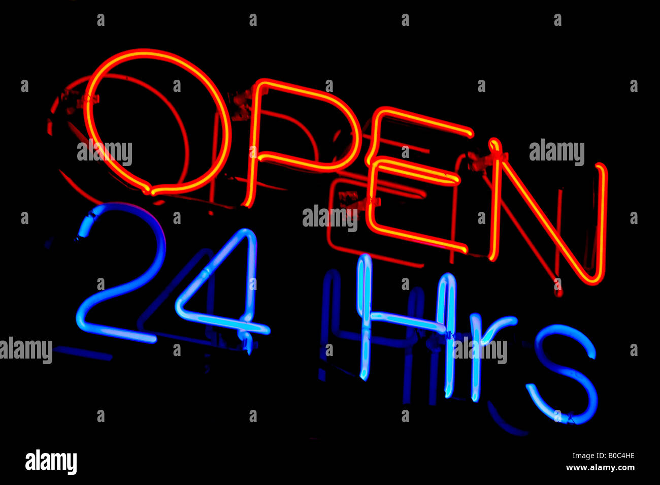 Neonschild "geöffnet" Stockfoto