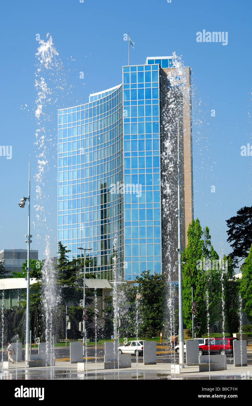 Sitz der WIPO und UPOV, UN Plaza, Place des Nations, Genf Stockfoto