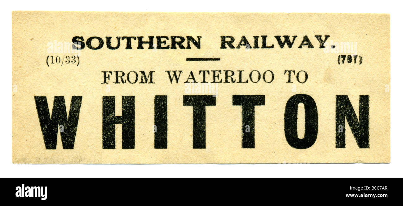 Whitton nahe Twickenham größere London Südbahnhof Gepäck Label Oktober 1933 Stockfoto