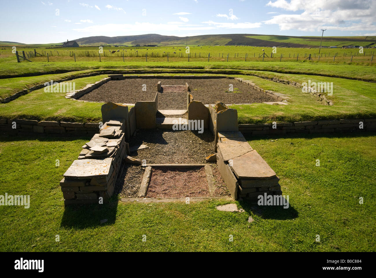 Die Barnhouse-Siedlung, einer Steinzeitsiedlung bei Stenness, Orkney Inseln, Schottland, UK Stockfoto