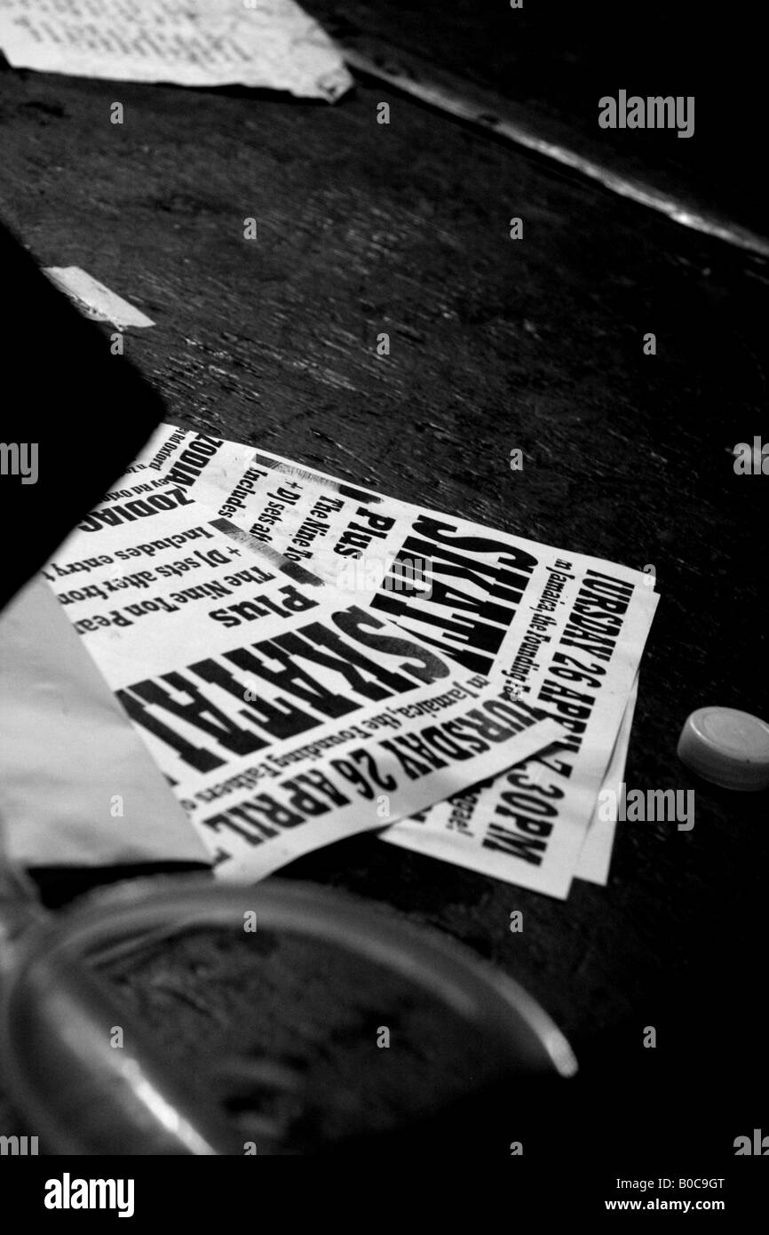 Flyer für einen Skatalites Gig auf dem Bühnenboden Stockfoto
