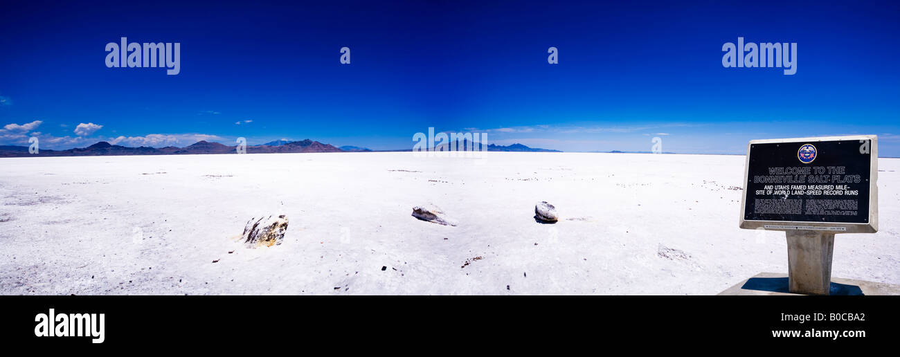 Panoramabild der Utahs Bonneville Salz Wohnung Rennstrecke Stockfoto