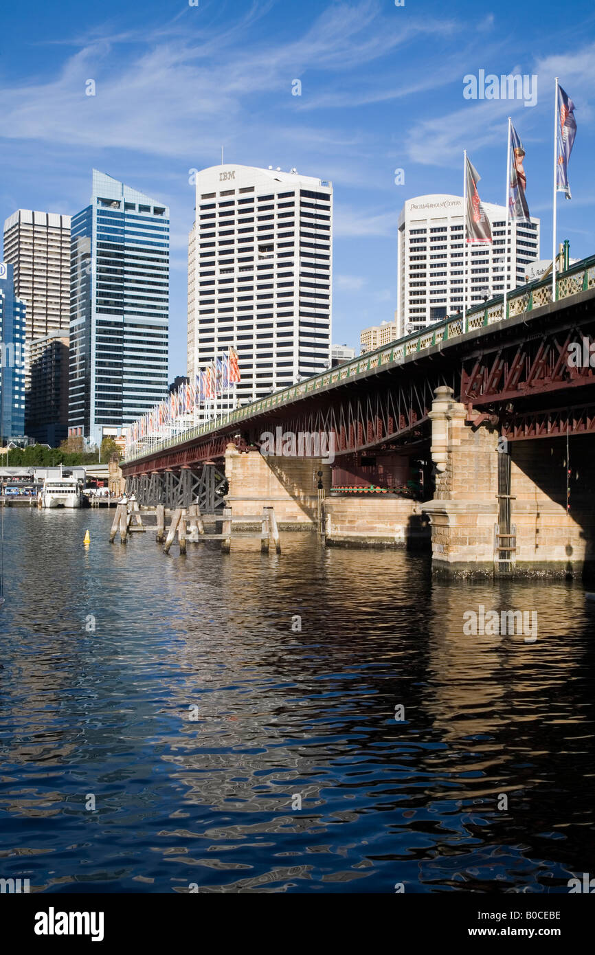 Pyrmont Bridge über den Darling Harbour, Sydney, Australien Stockfoto