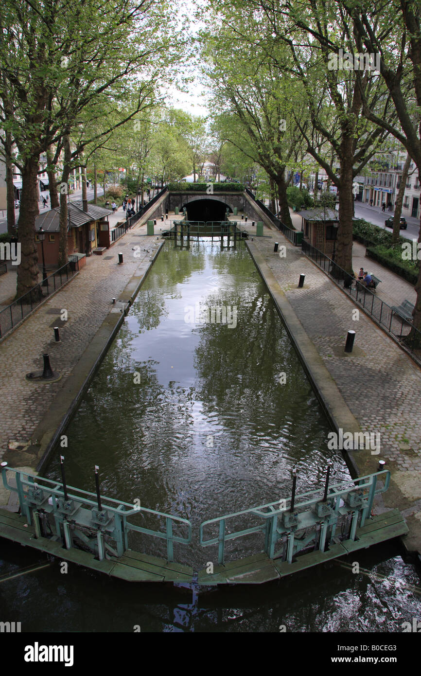 Canal St Martin Paris Stockfoto