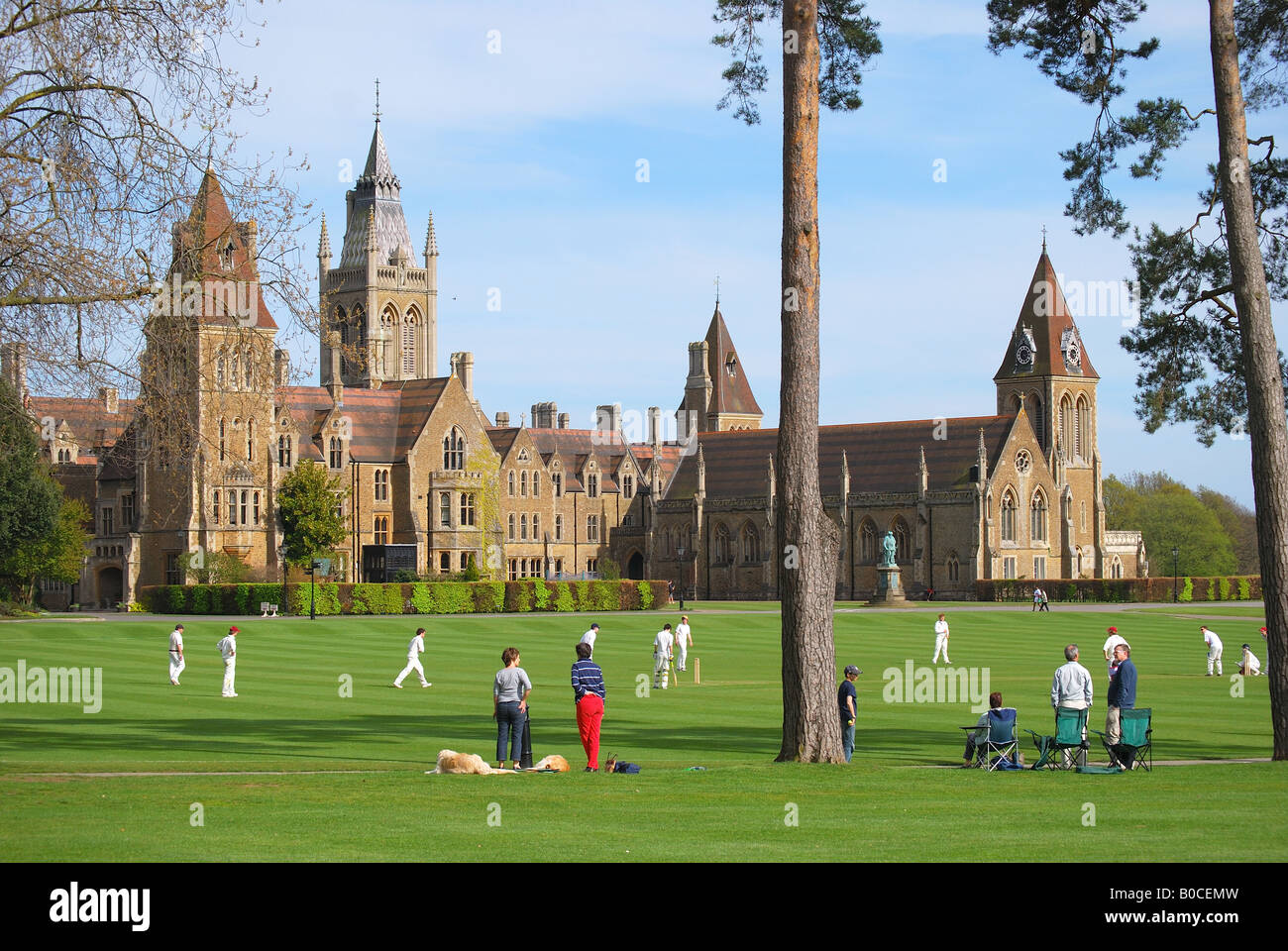 Cricket match, Charterhouse School, Godalming, Surrey, England, Vereinigtes Königreich Stockfoto