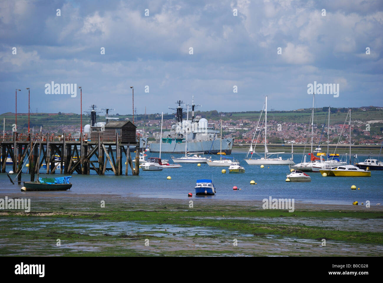 Plymouth Harbour von Gosport Esplanade, Gosport, Hampshire, England, Vereinigtes Königreich Stockfoto