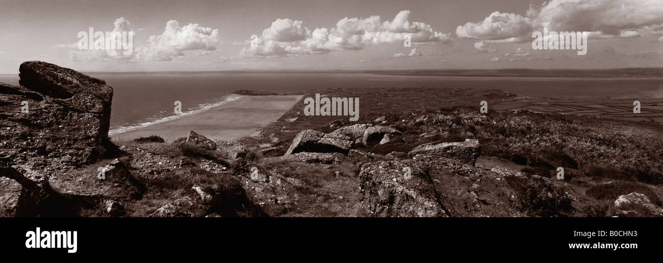 Dies ist die Oberseite des Rhossilli ab, mit Blick auf Llangennith Strand auf der Halbinsel Gower in Süd-Wales Stockfoto