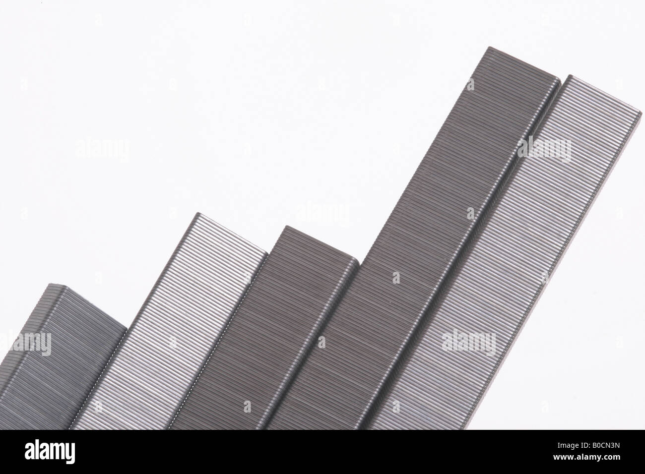 Staples aus einem Büro isoliert auf weißem Hintergrund Stockfoto