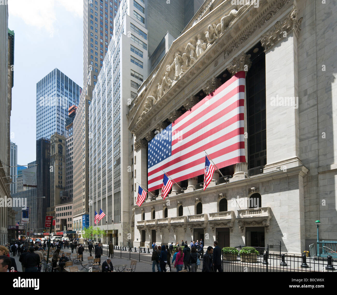 New York Börse, Wall Street, Financial District in New York City Stockfoto